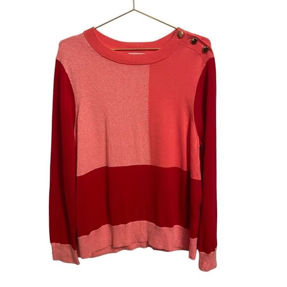 Charter Club Cotton Blend Colorblock Shoulder Button Sweater Size XXL - Picture 1 of 8